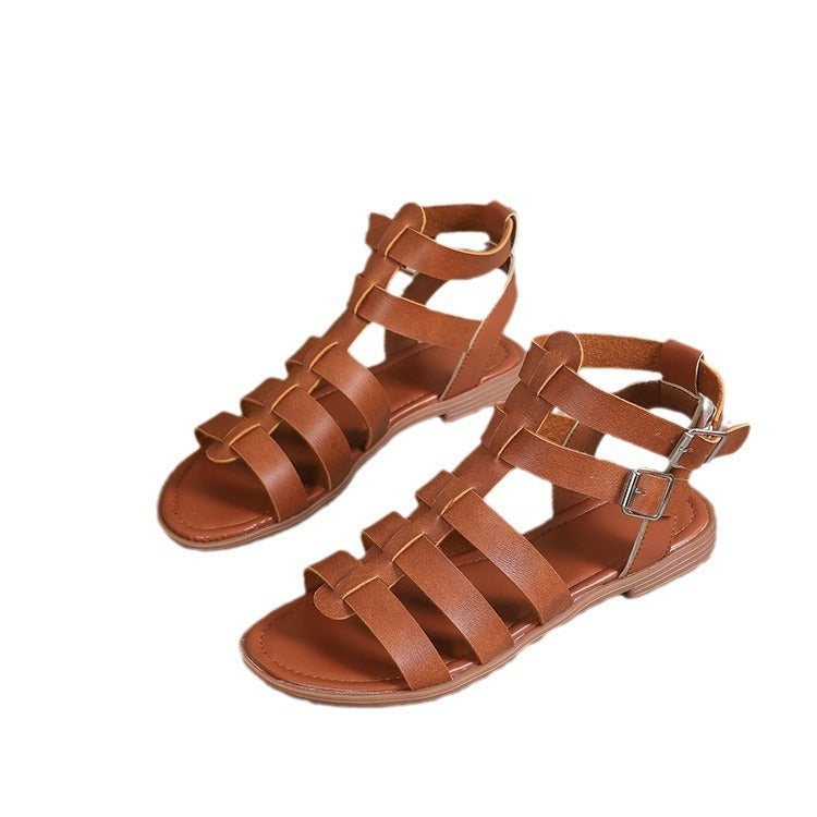 Kenike women's casual thick heel non-slip hollow sandals with open toe and stylish design on a neutral background.