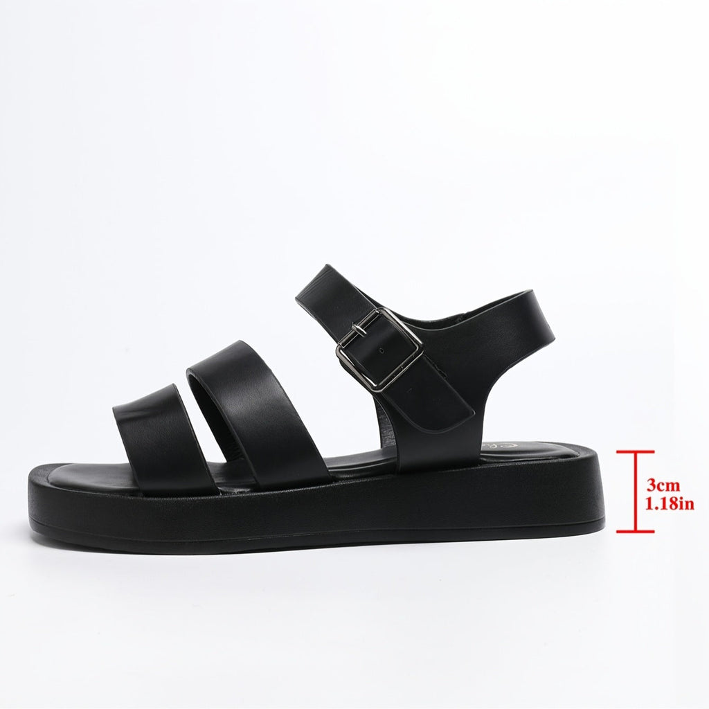 Kenike women's summer platform sandals with open toe design, solid color, buckle detail, perfect for casual warm-weather wear.