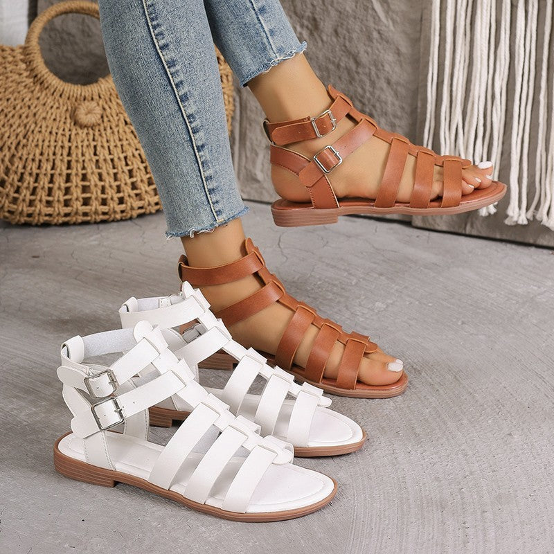 Women's casual thick heel non-slip hollow sandals by Kenike, featuring open toe design and sturdy heel, perfect for everyday wear.
