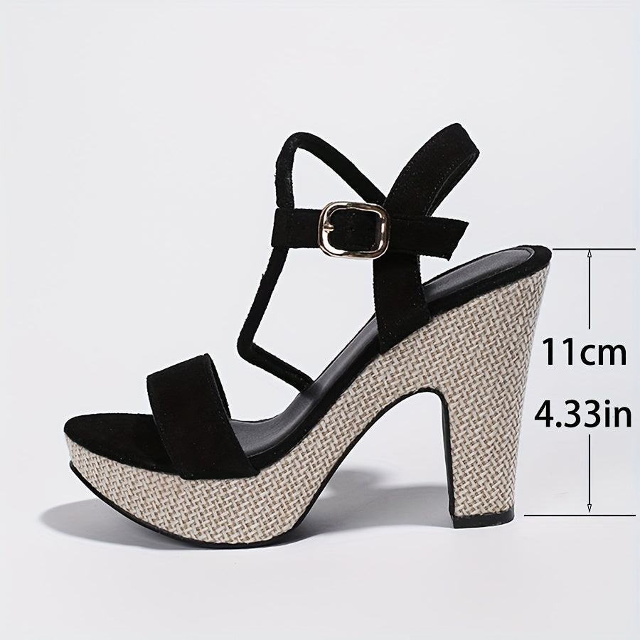 Kenike women's block heeled sandals with buckle strap, summer fashion shoes featuring comfortable design and stylish open-toe style.