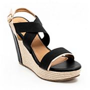 Black Henry Ferrera Vita-200 women's wedge sandals by Kenike with open toe and ankle strap, stylish and comfortable footwear.