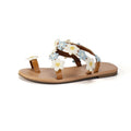 Kenike women's flat sandals with toe ring design and floral accents, featuring a comfortable slip-on style.