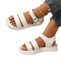Women’s summer open toe platform sandals by Kenike featuring solid color design and buckle closure.