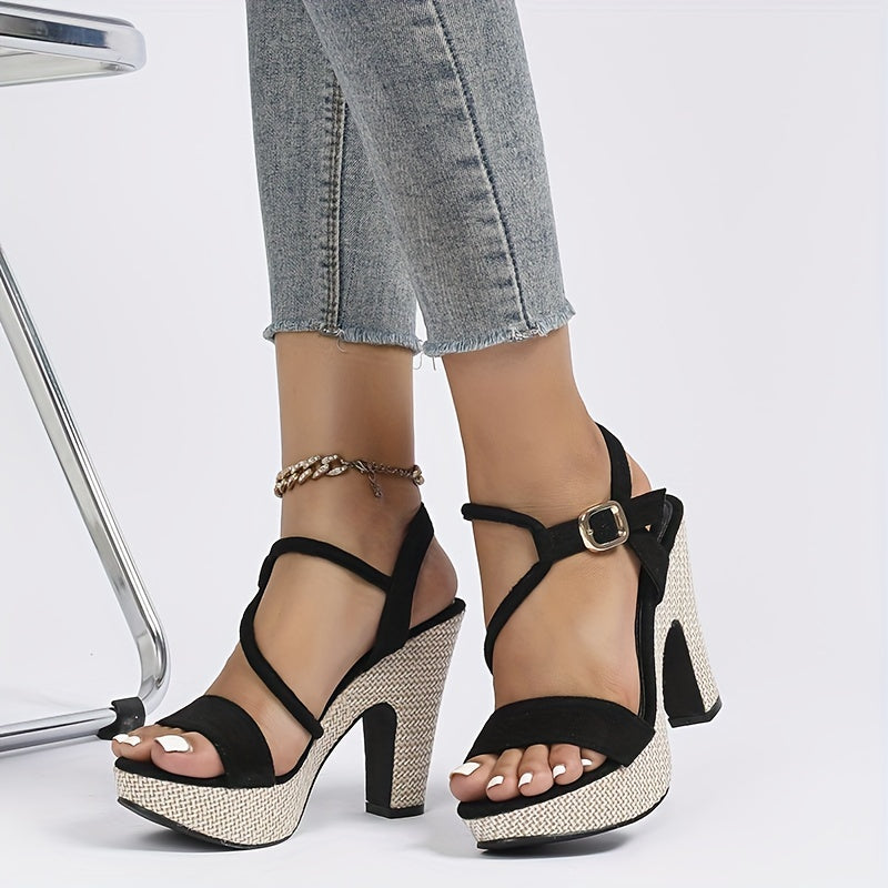 Kenike women's block heeled sandals with buckle straps, stylish summer shoes featuring comfortable design and fashionable details.