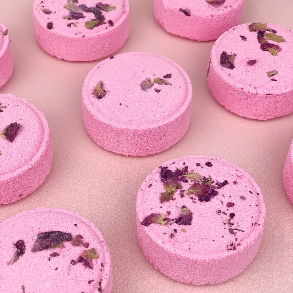 Self-love Aromatherapy Shower Steamer in Box - Rose Geranium, Black Pepper, Bergamot, Grapefruit and Rose Petals