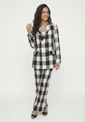 Zena Double Breasted Check Jacket in Black and White