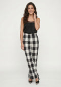 Zena Flared Check Trouser in Black and White