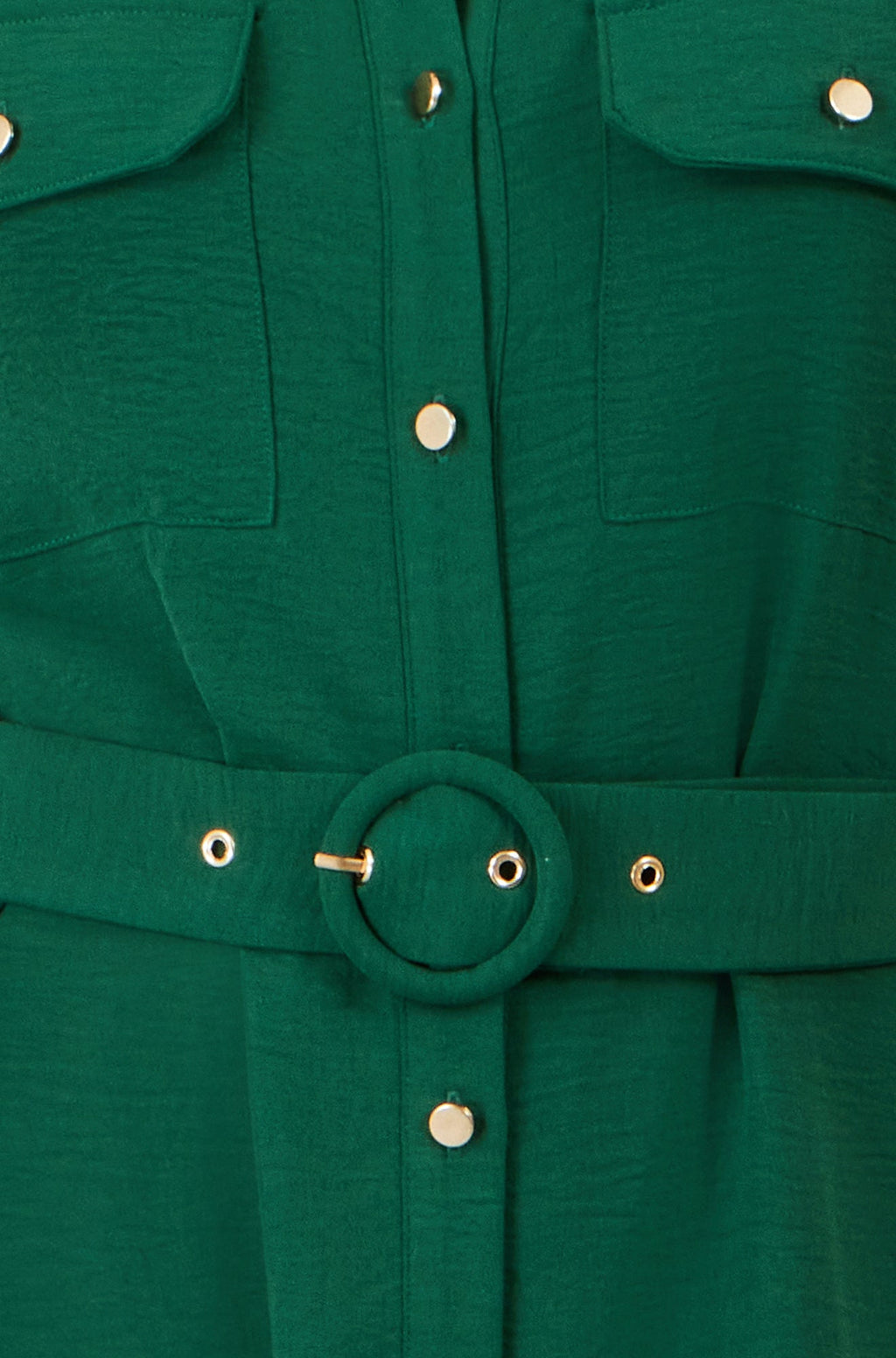 Yumi Green Stretch Midi Shirt Dress
