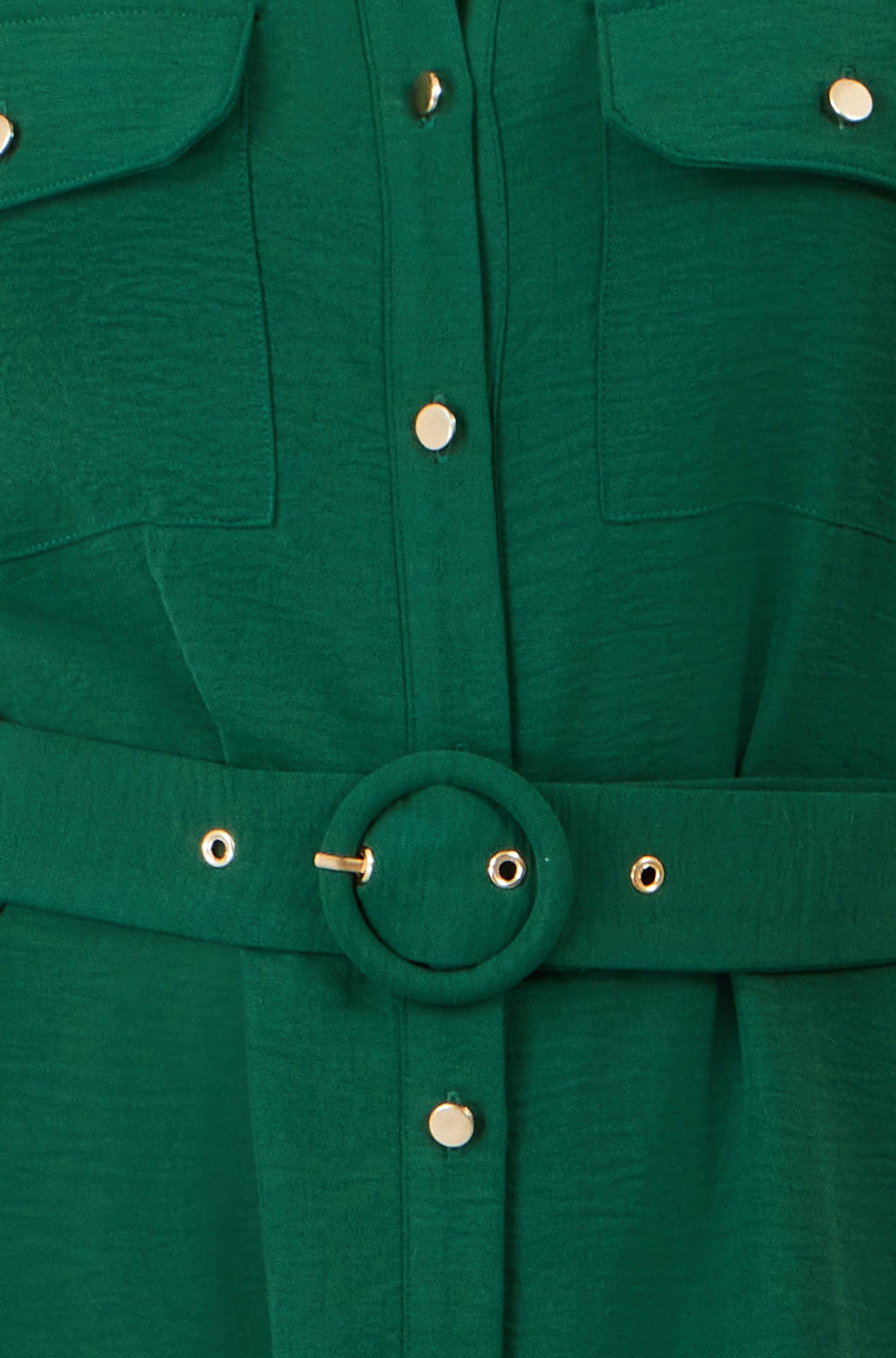 Yumi Green Stretch Midi Shirt Dress