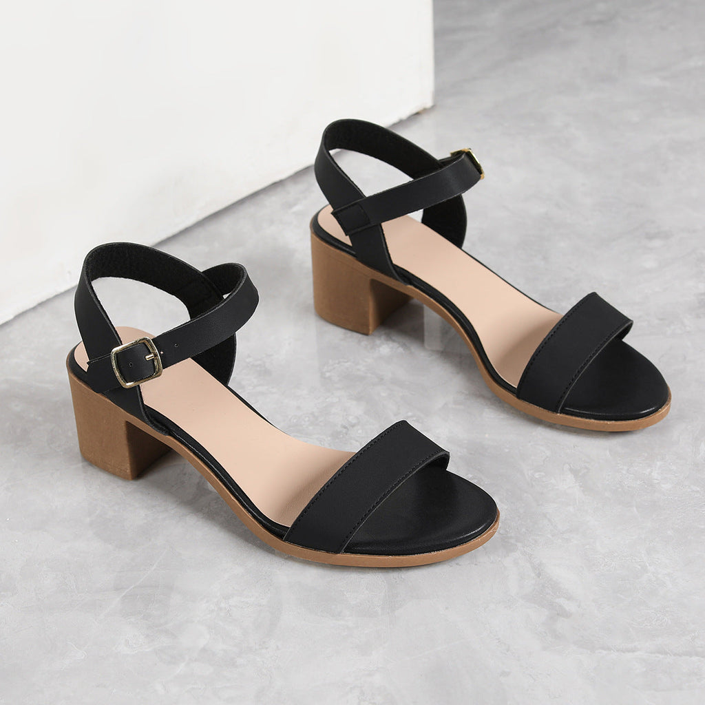 Kenike women's summer sandals with ankle strap, medium chunky heel, open-toe design, perfect for all-match casual or dressy outfits.