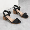 Kenike women's summer sandals with ankle strap, medium chunky heel, open-toe design, perfect for all-match casual or dressy outfits.
