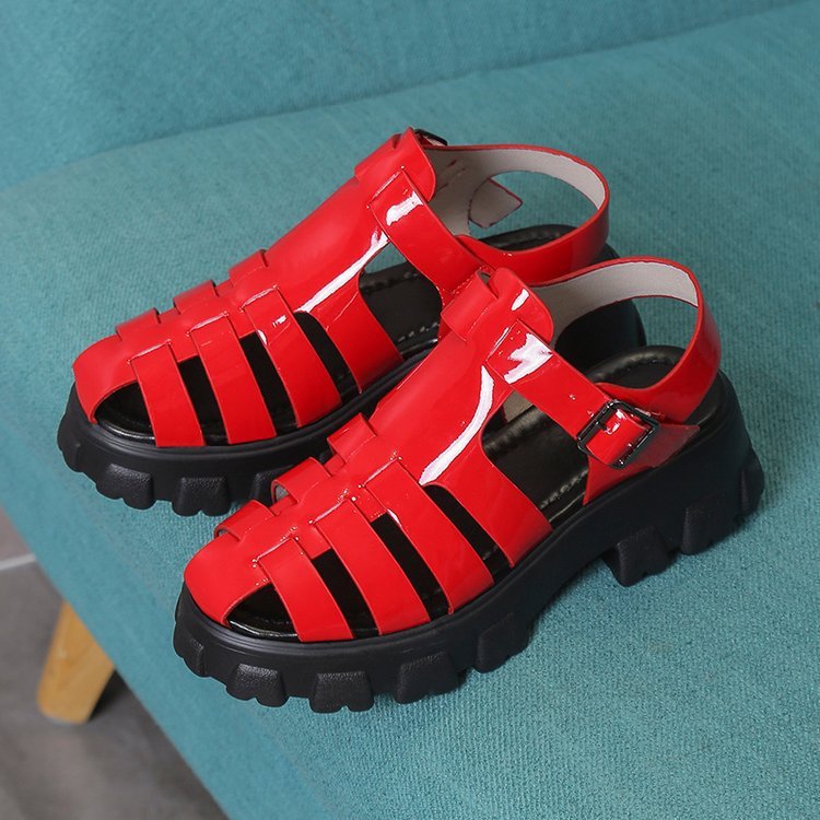 Kenike women's casual mid heel buckle strap platform Roman sandals with open toe and stylish design.