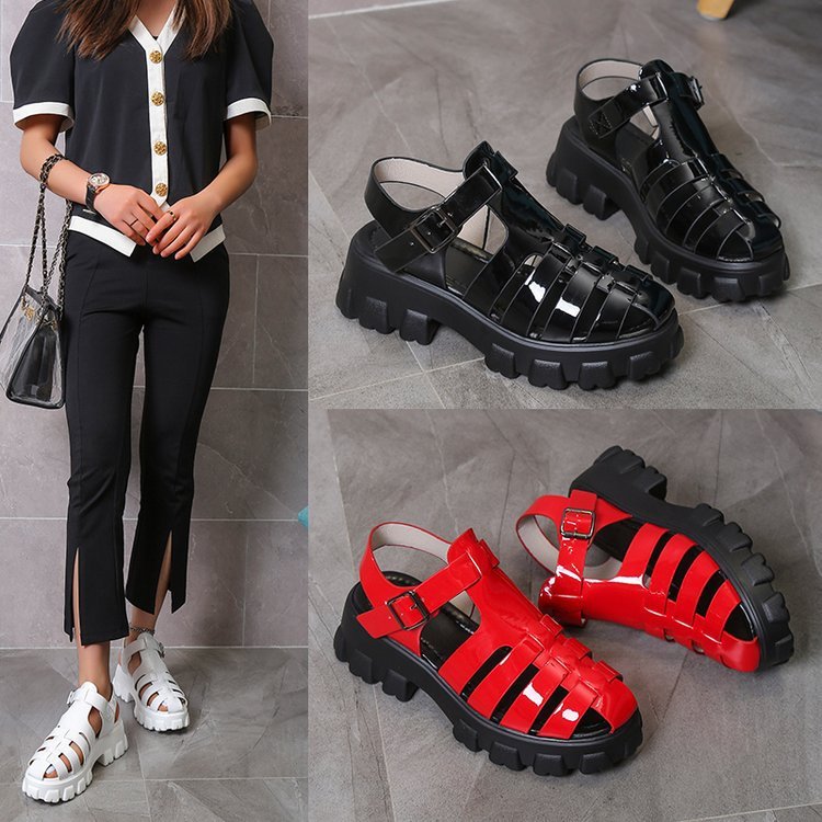 Kenike women's casual mid heel platform sandals with buckle straps and Roman-inspired design, perfect for summer wear.